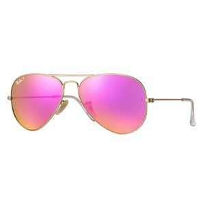 Ray-Ban Aviator Flash Lenses Polarized Gold Pink